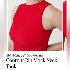 SPANX NEW WITH TAGS Contour Rib Mock Neck Tank Red Top Halter sleeveless top